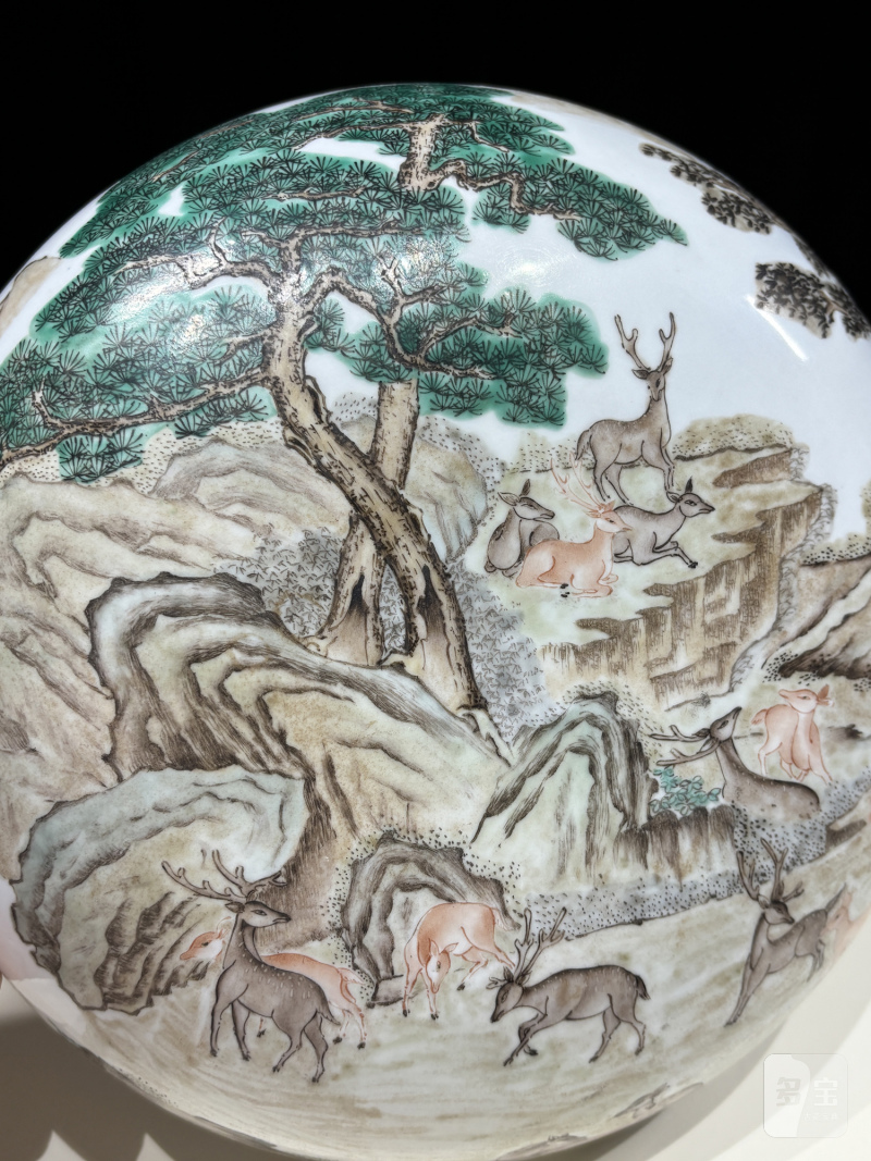 民国 粉彩百鹿图大捧盒 - 图10